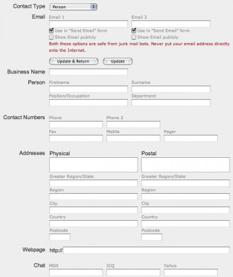 Most of the available options you can put into contact details forms