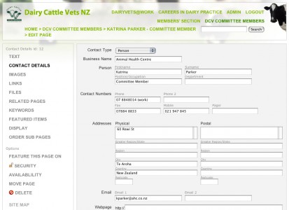 The "Edit Contact Details" panel, showing some of the many fields a contact can have.