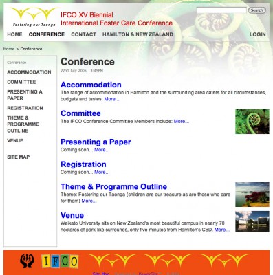 The conference details index page