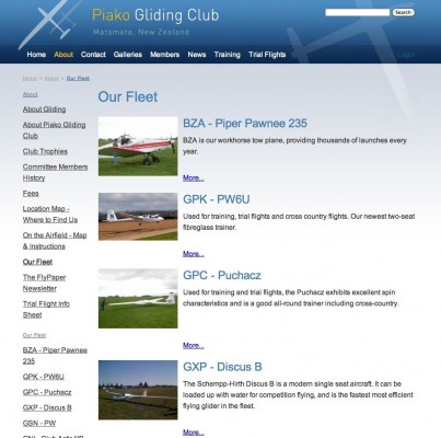 A showcase of the gliding club fleet