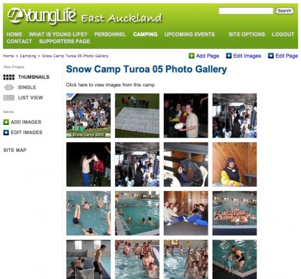 Image gallery of the 2005 snow camp